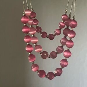 New York & Company Pink Tiered Necklace